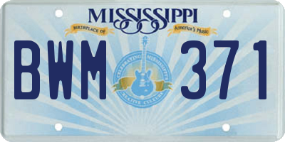 MS license plate BWM371