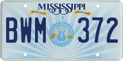 MS license plate BWM372