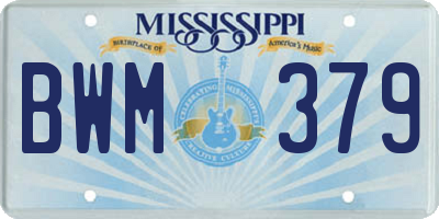 MS license plate BWM379