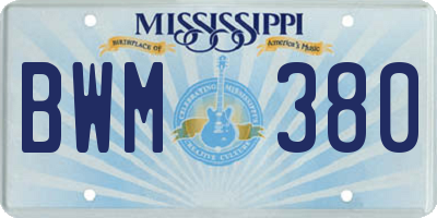 MS license plate BWM380