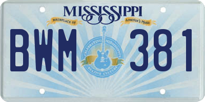 MS license plate BWM381