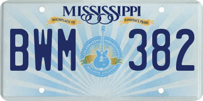 MS license plate BWM382