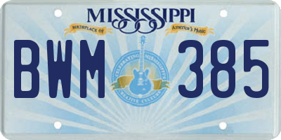 MS license plate BWM385