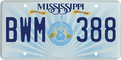 MS license plate BWM388