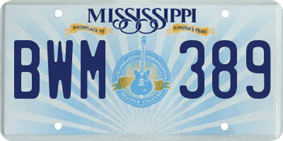 MS license plate BWM389