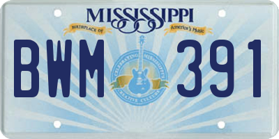 MS license plate BWM391