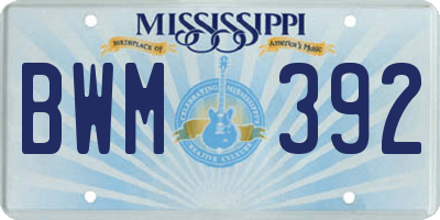MS license plate BWM392