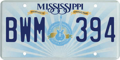 MS license plate BWM394