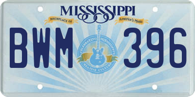 MS license plate BWM396