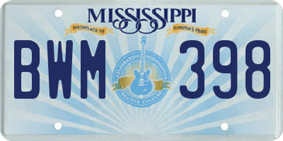 MS license plate BWM398