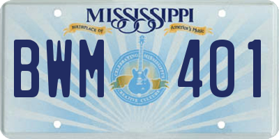 MS license plate BWM401
