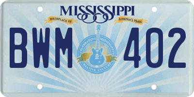 MS license plate BWM402