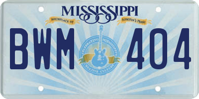 MS license plate BWM404