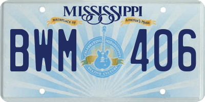 MS license plate BWM406