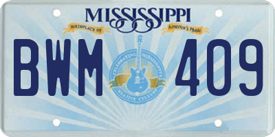 MS license plate BWM409