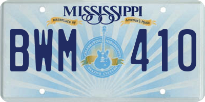 MS license plate BWM410