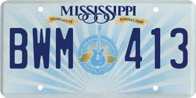 MS license plate BWM413