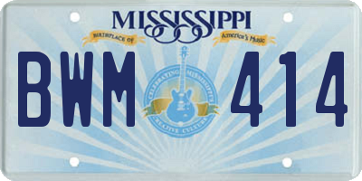 MS license plate BWM414