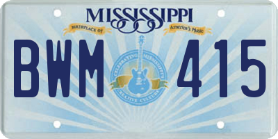 MS license plate BWM415