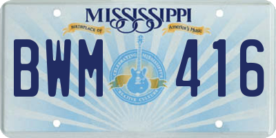 MS license plate BWM416