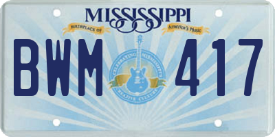 MS license plate BWM417