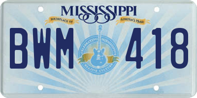 MS license plate BWM418