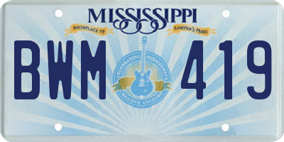 MS license plate BWM419