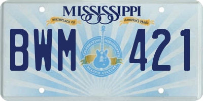 MS license plate BWM421