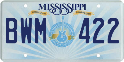 MS license plate BWM422