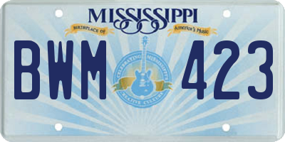 MS license plate BWM423