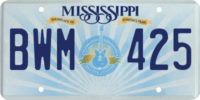 MS license plate BWM425