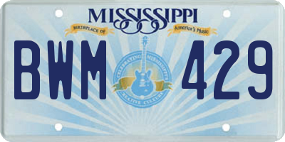 MS license plate BWM429