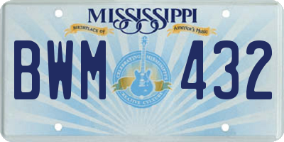 MS license plate BWM432