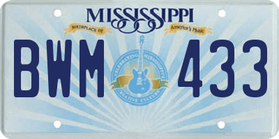 MS license plate BWM433