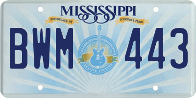 MS license plate BWM443