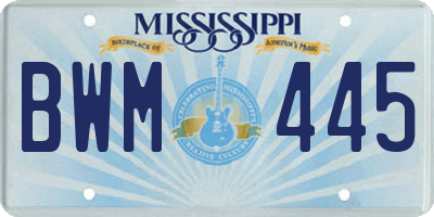MS license plate BWM445