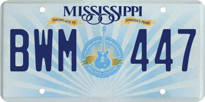 MS license plate BWM447