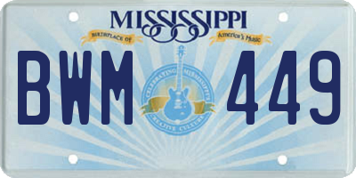 MS license plate BWM449