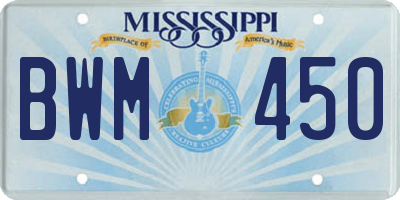 MS license plate BWM450