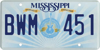 MS license plate BWM451