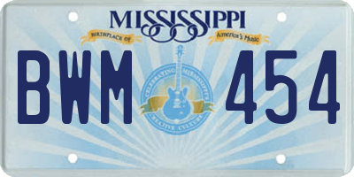 MS license plate BWM454
