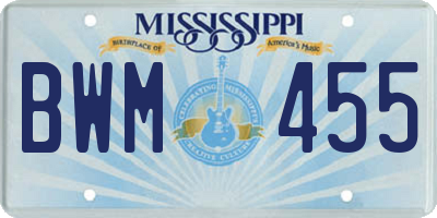 MS license plate BWM455