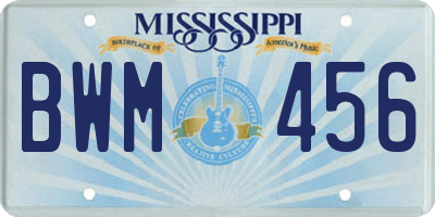 MS license plate BWM456
