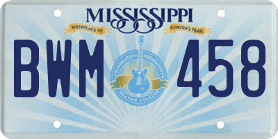 MS license plate BWM458