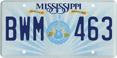 MS license plate BWM463