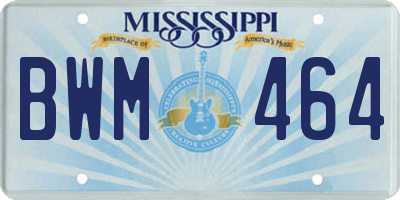 MS license plate BWM464