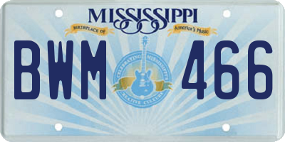 MS license plate BWM466