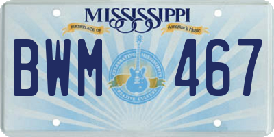 MS license plate BWM467