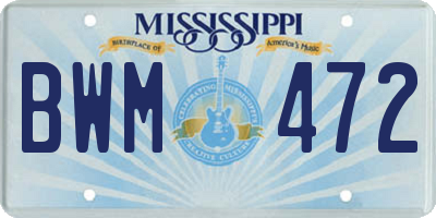 MS license plate BWM472