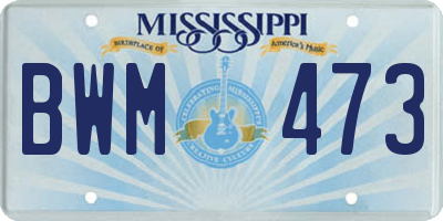 MS license plate BWM473